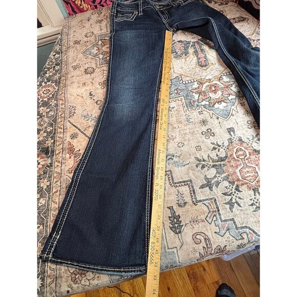 Silver Jeans Women's Bedazzled Flare Wide Leg Bootcut Jeans Size 30 X 33 - Picture 8 of 14